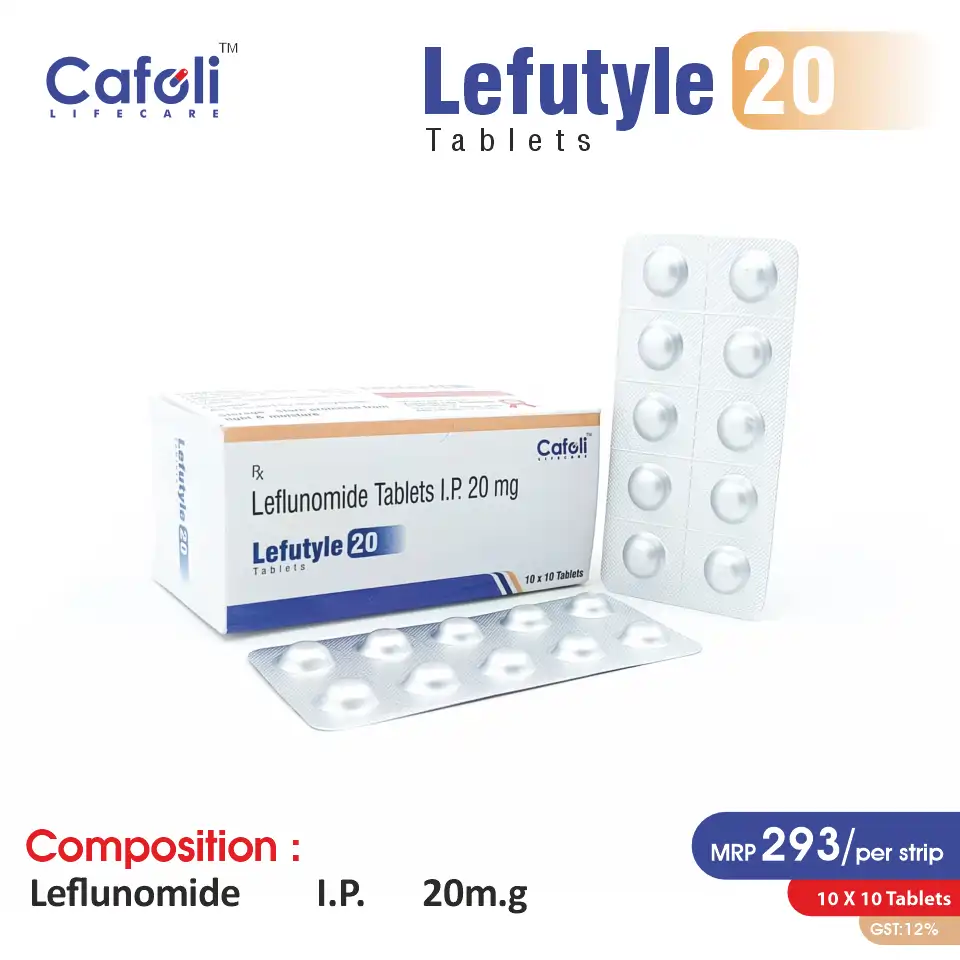 Leflunomide (20mg) Tablet at the best price in PCD Pharma Franchise for Rheumatoid Arthritis Treatment.